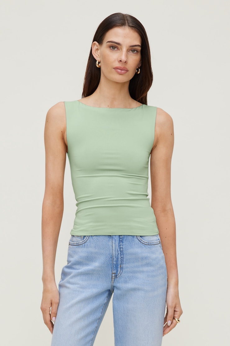 Nola Sculpt Tank Top - Green - Women Clothing