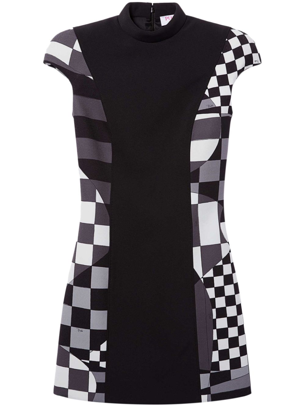 Giardino-panel mock-neck minidress - Black