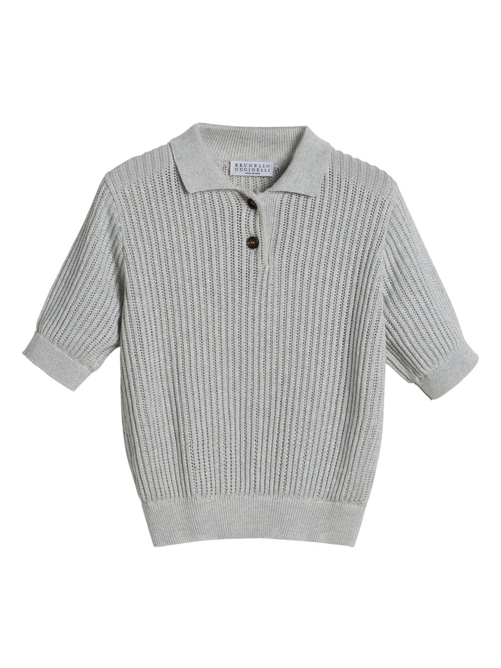 Sparkling knitted polo shirt - Grey