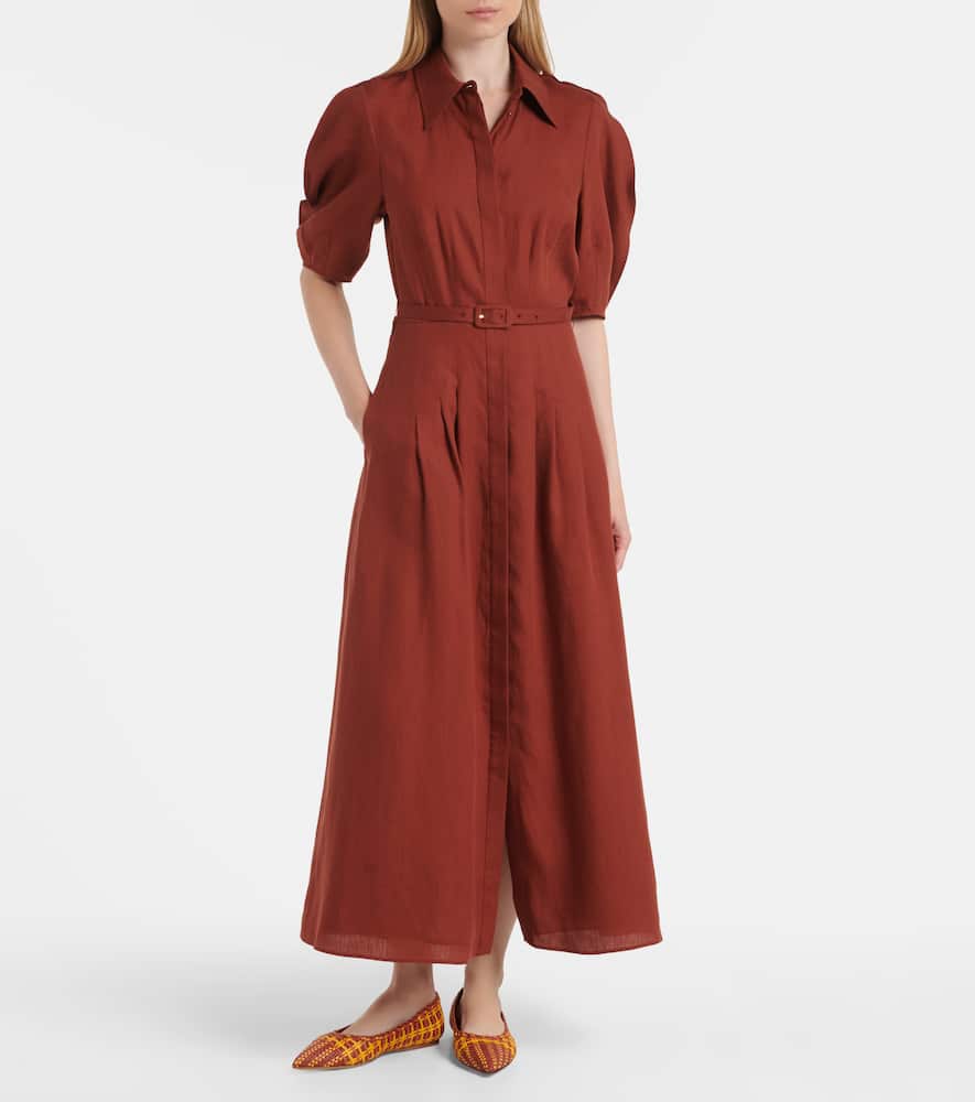 Maude belted linen shirt dress