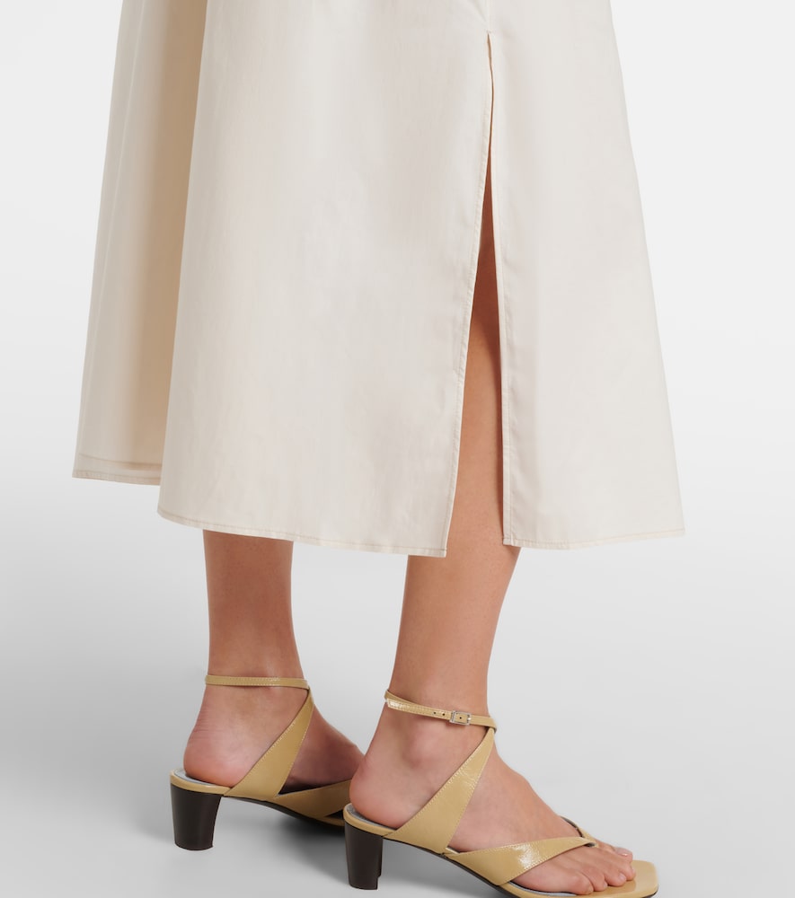 Tie-neck cotton and silk shirt dress