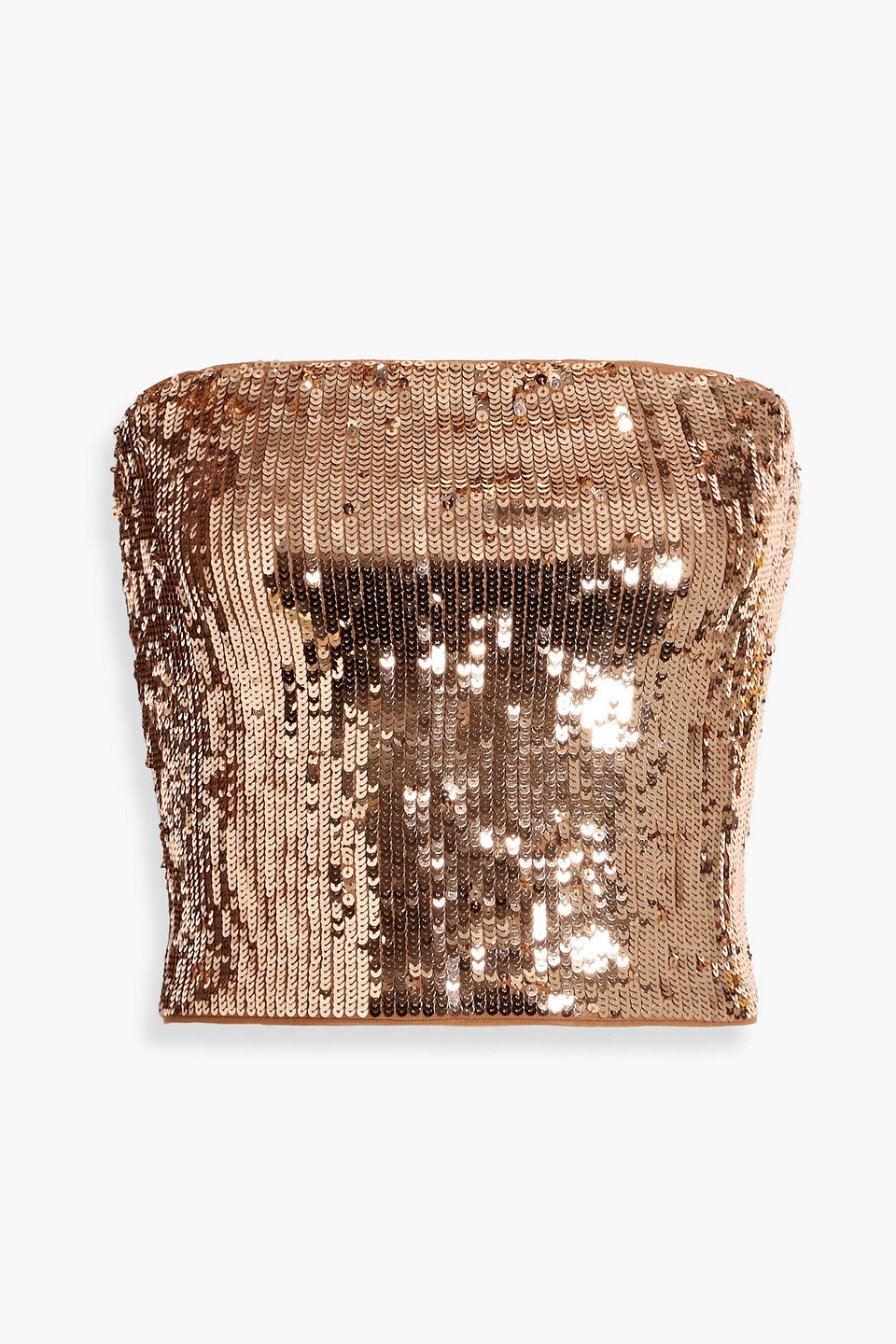 Alice Olivia - Vivi cropped sequined stretch-tulle top - Metallic - US 8