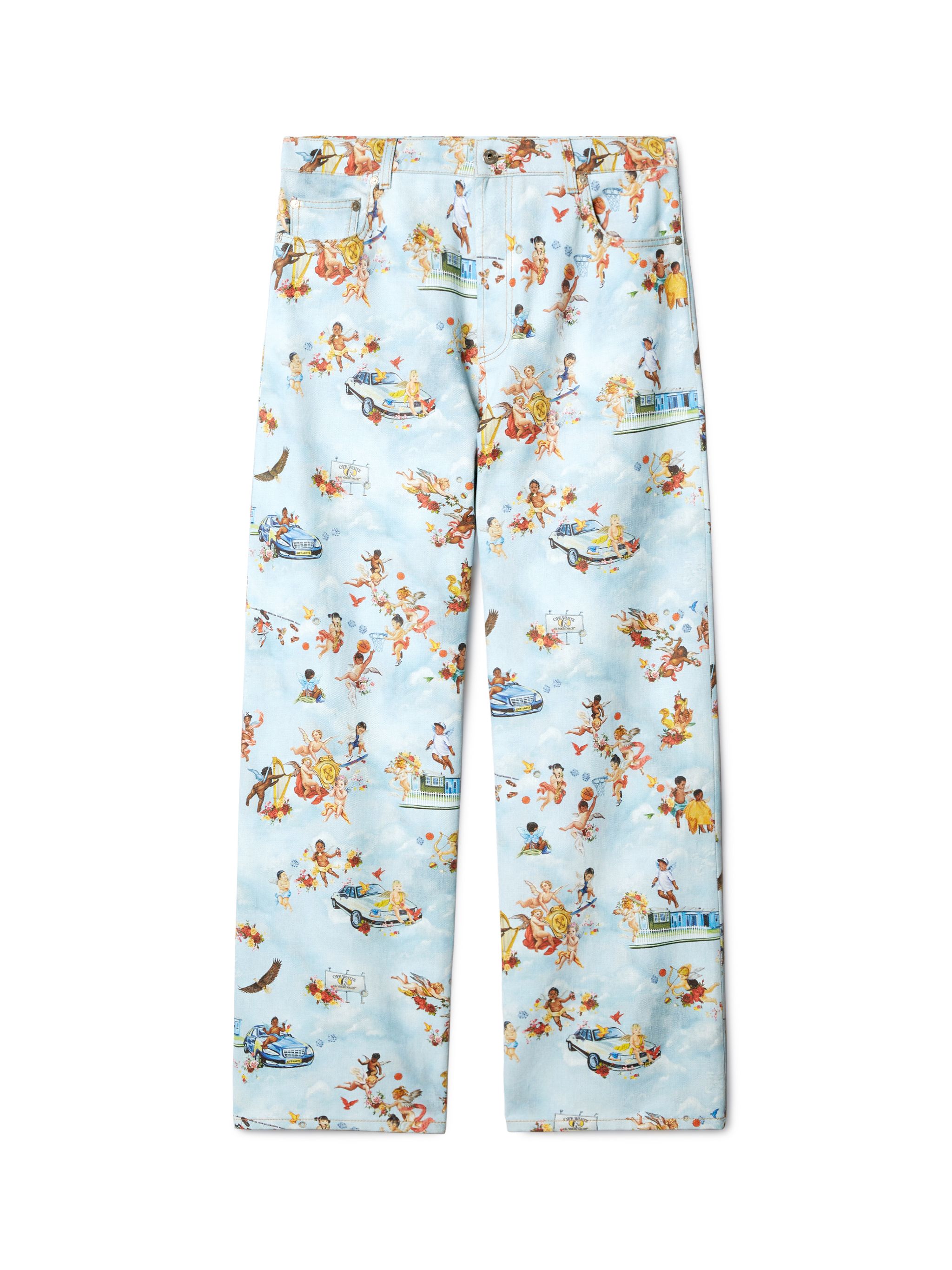Fresco Print Straight Jeans Multicolor -
