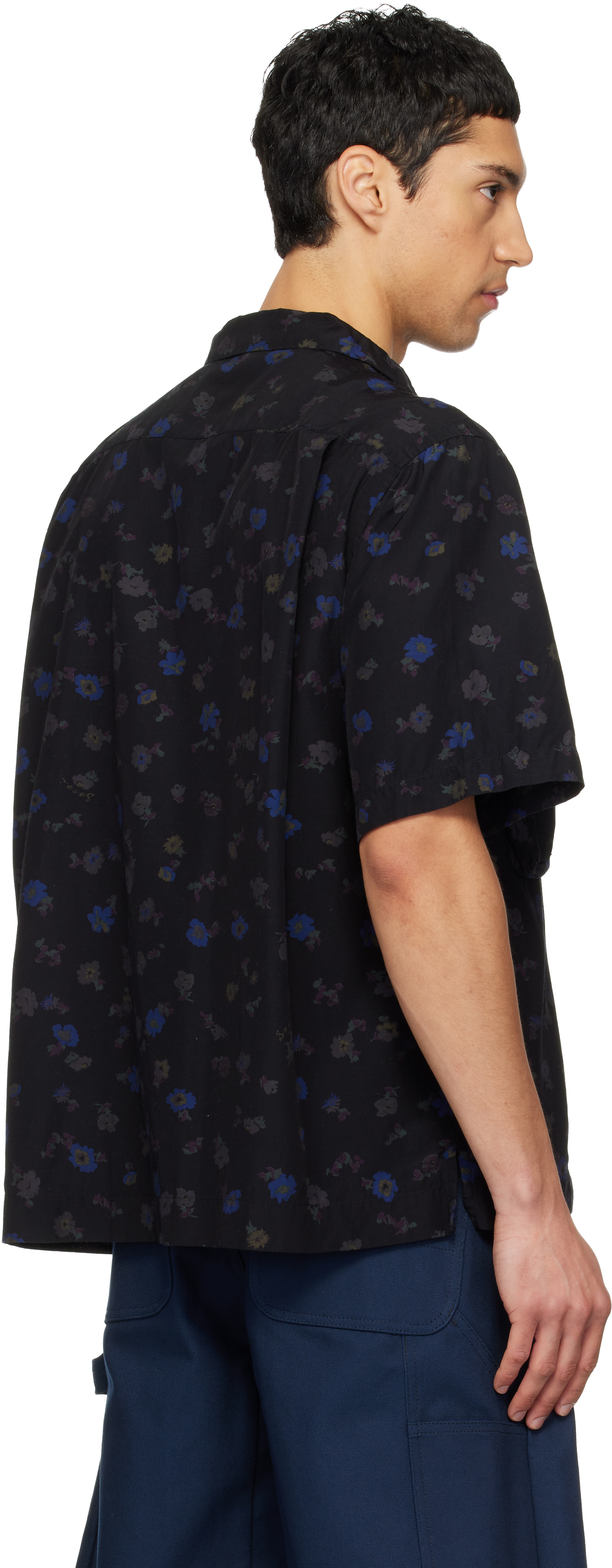 Black Overdyed Floral Print Shirt