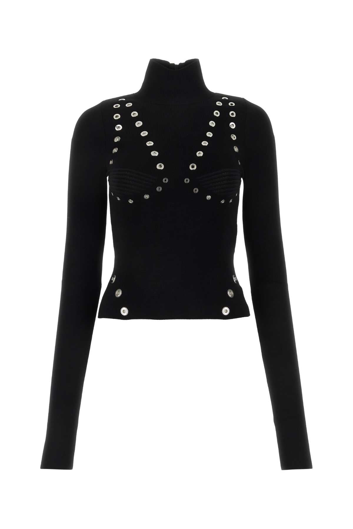 Studded Viscose Blend Sweater — Black