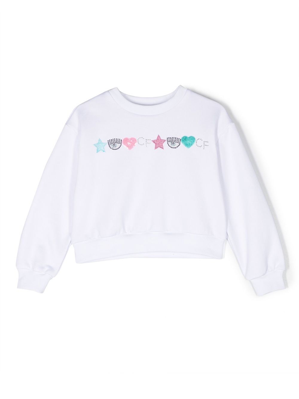 Embellished crew-neck sweatshirt - White