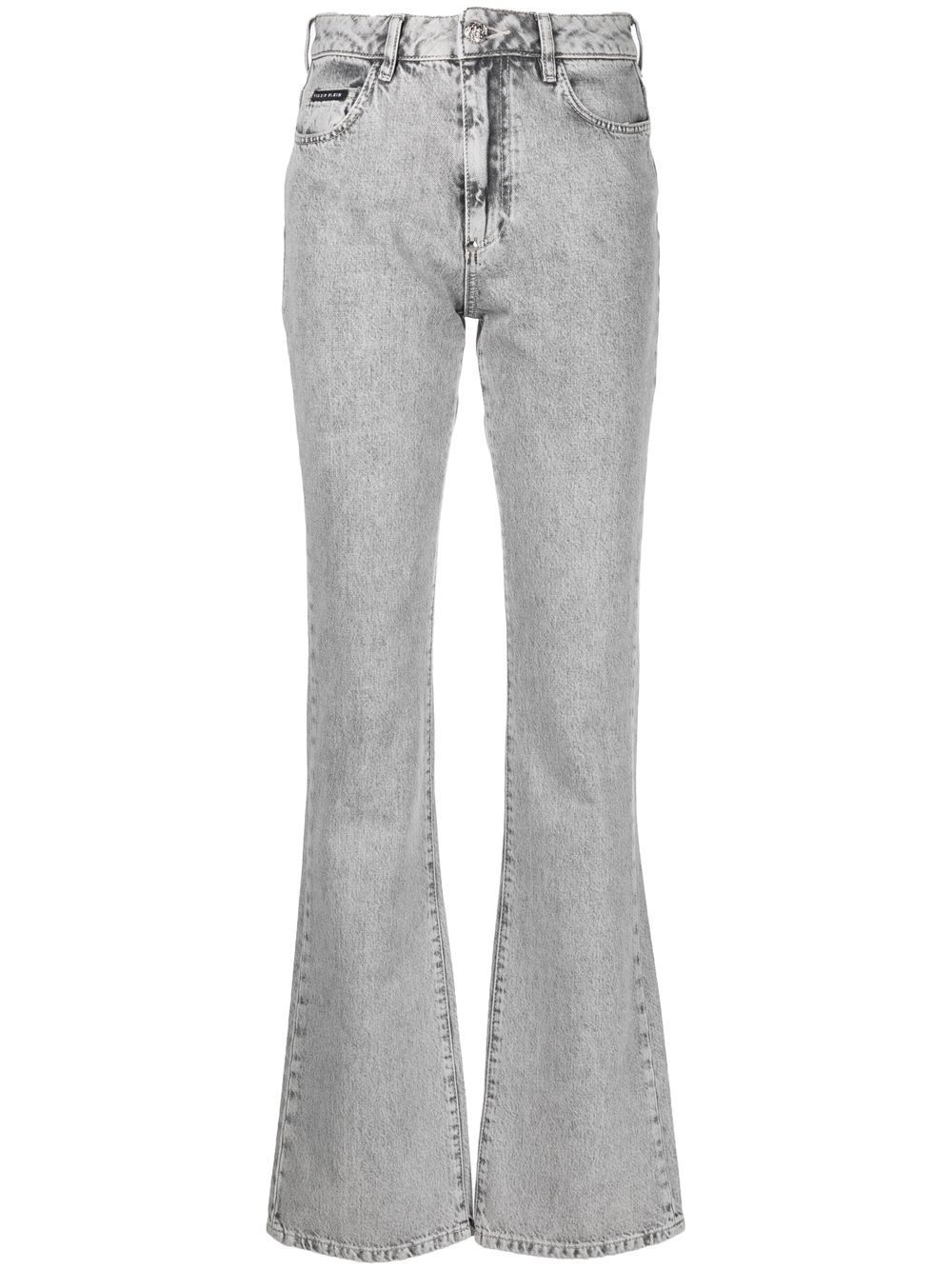 Logo-plaque high-waist flared jeans - Blue