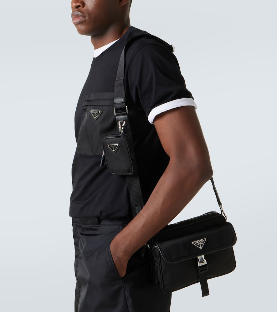 Re-Nylon leather-trimmed shoulder bag