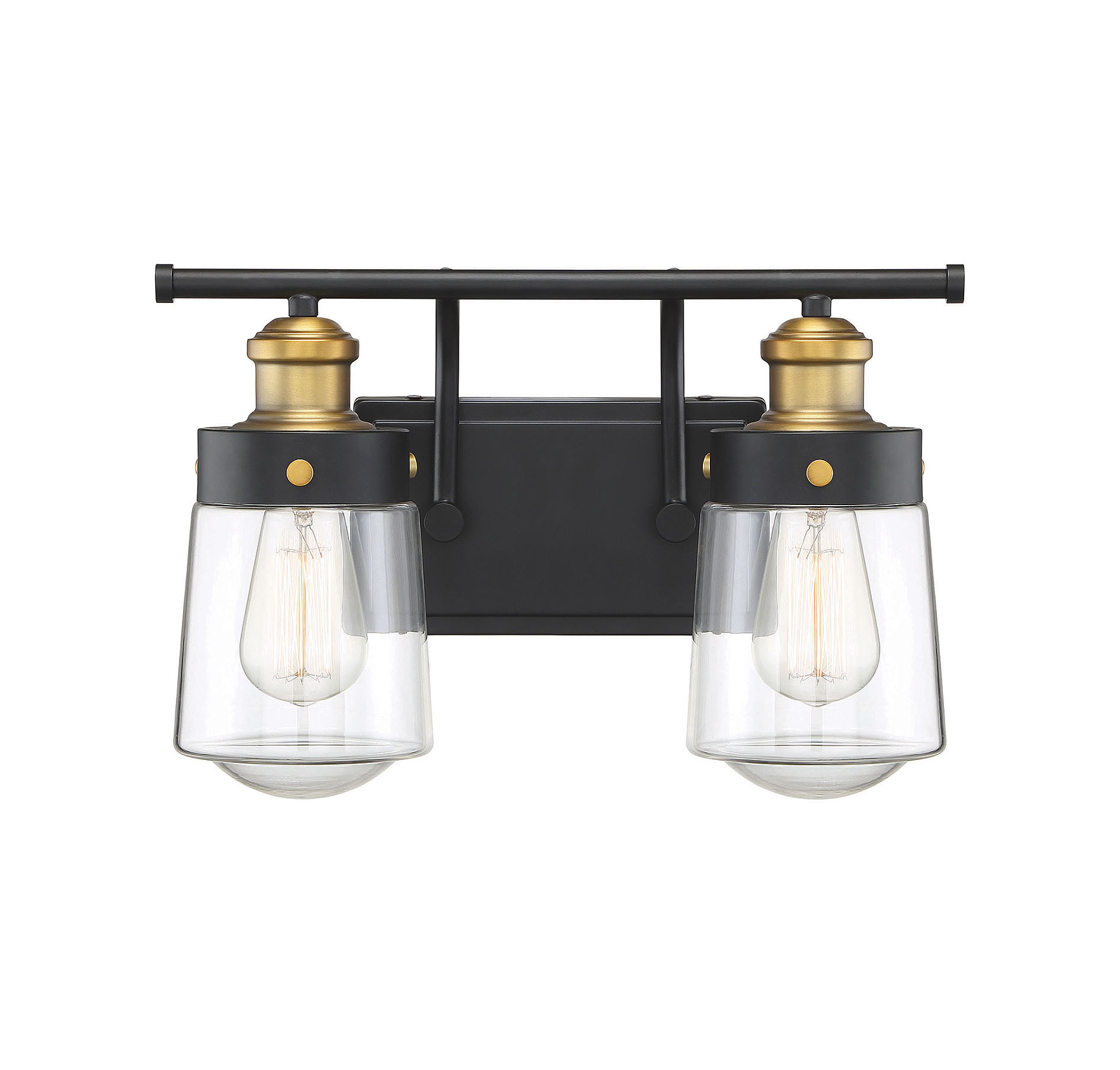 Savoy House Macauley 2-Light Bathroom Vanity Light in Vintage Black With Warm Bras