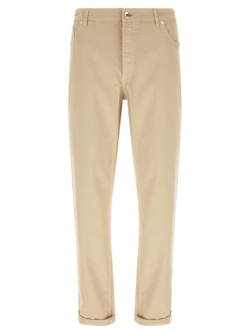 Brunello Cucinelli - tapered denim jeans coat of arms embroidery