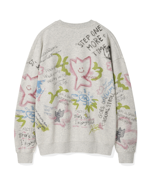 Kiki Graffiti Print Sweatshirt Oatmeal