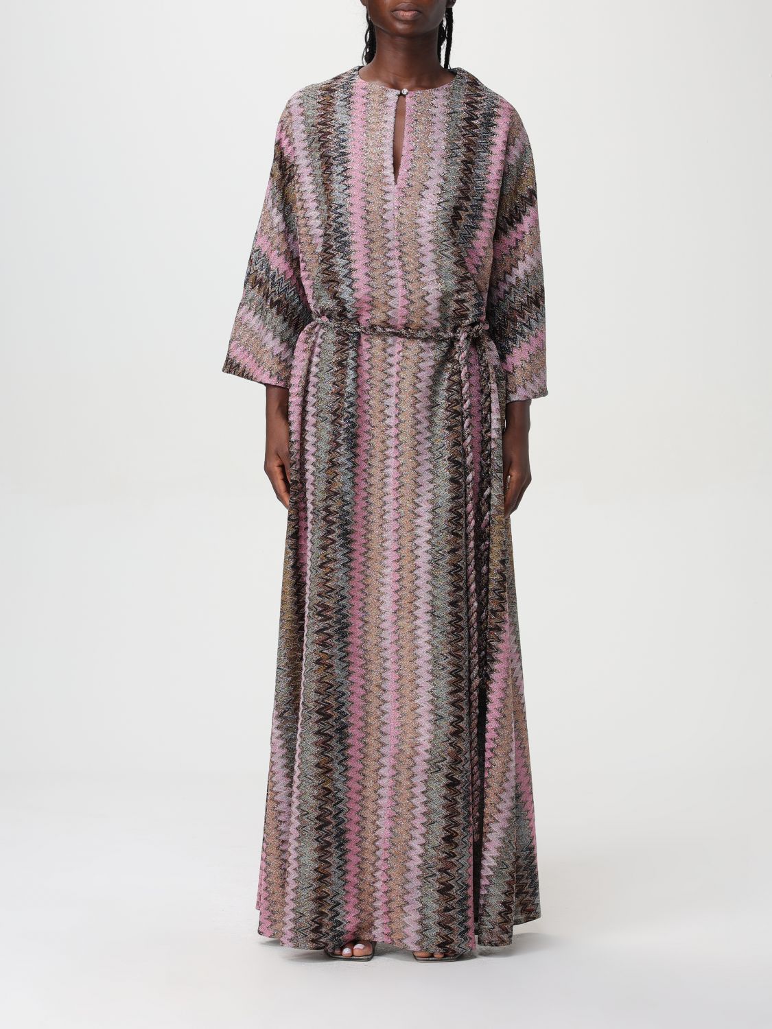 Zig-zag all-over pattern dress - Pink