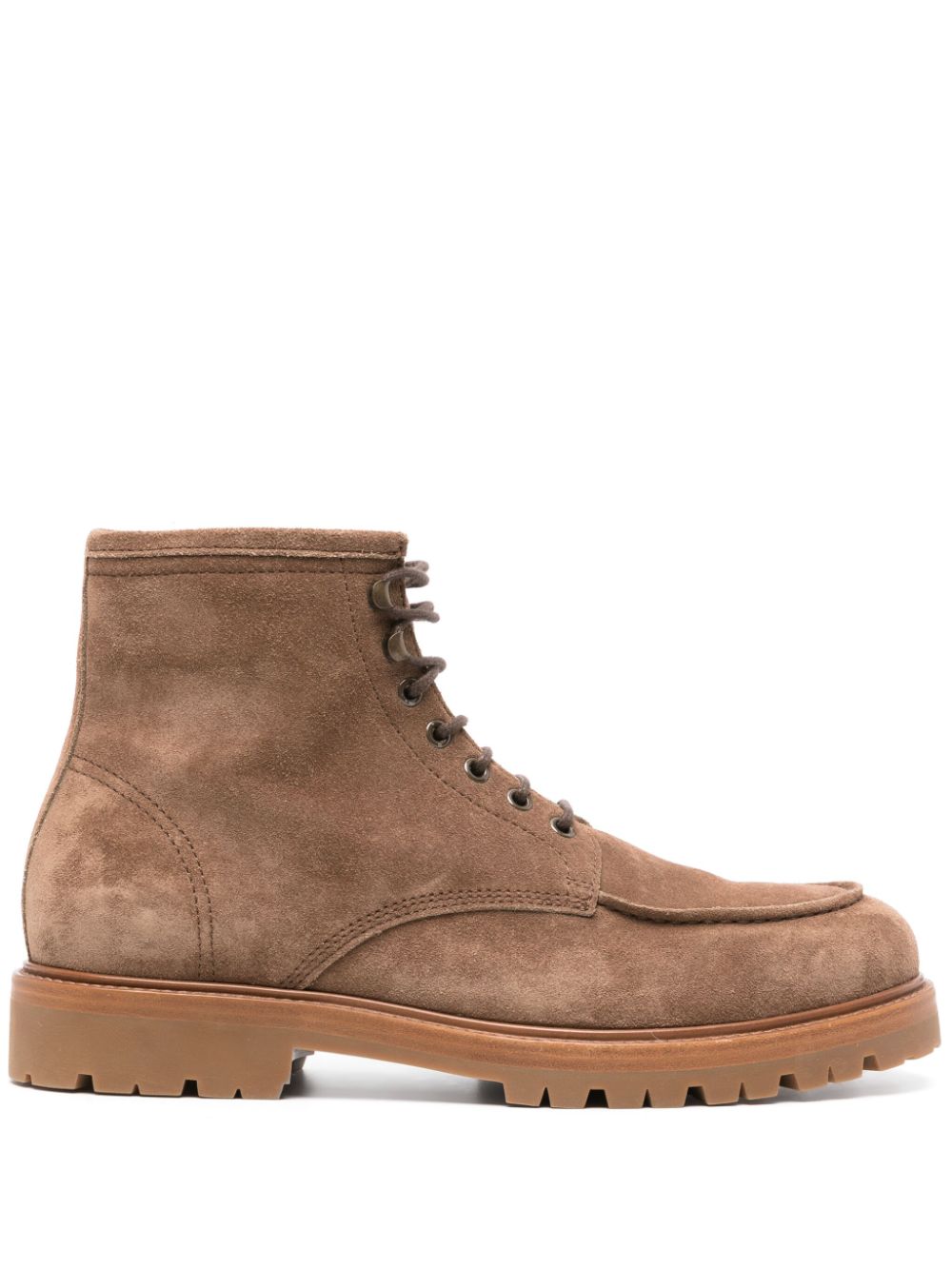 Suede lace-up ankle boots - Brown