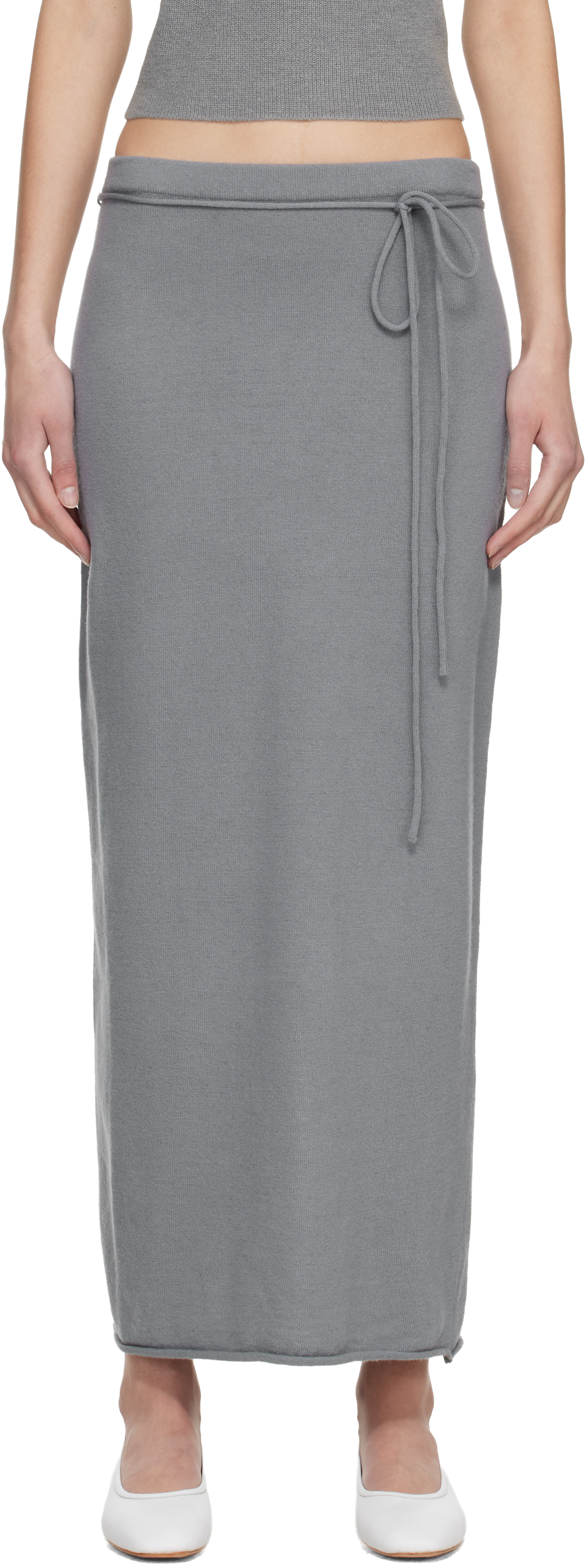 Blue Cashmere Blend Knit Maxi Skirt