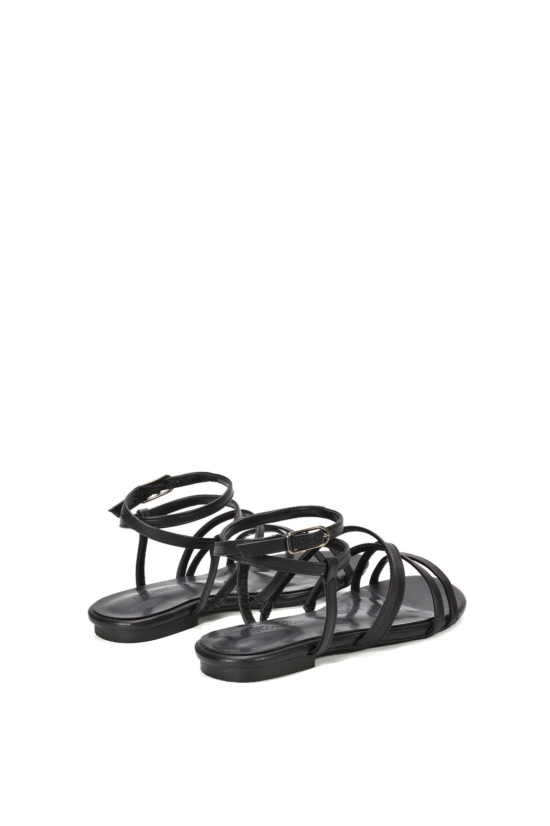 Xy London 'lyra' Flat Gladiator Strappy Sandals With Open Toe In Black