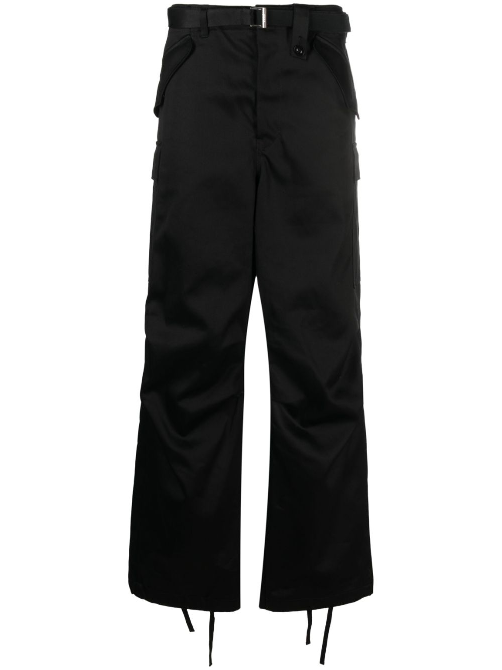 Straight-leg cargo-pocket trousers - Black