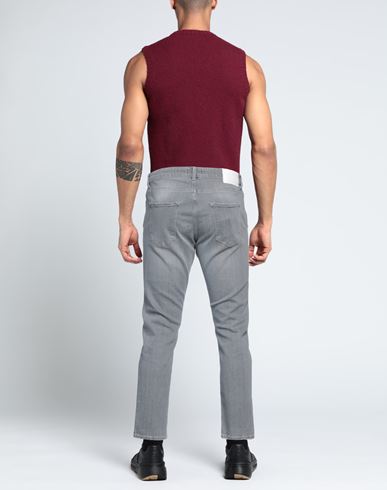 Man Jeans Grey Size 35 Cotton, Elastane