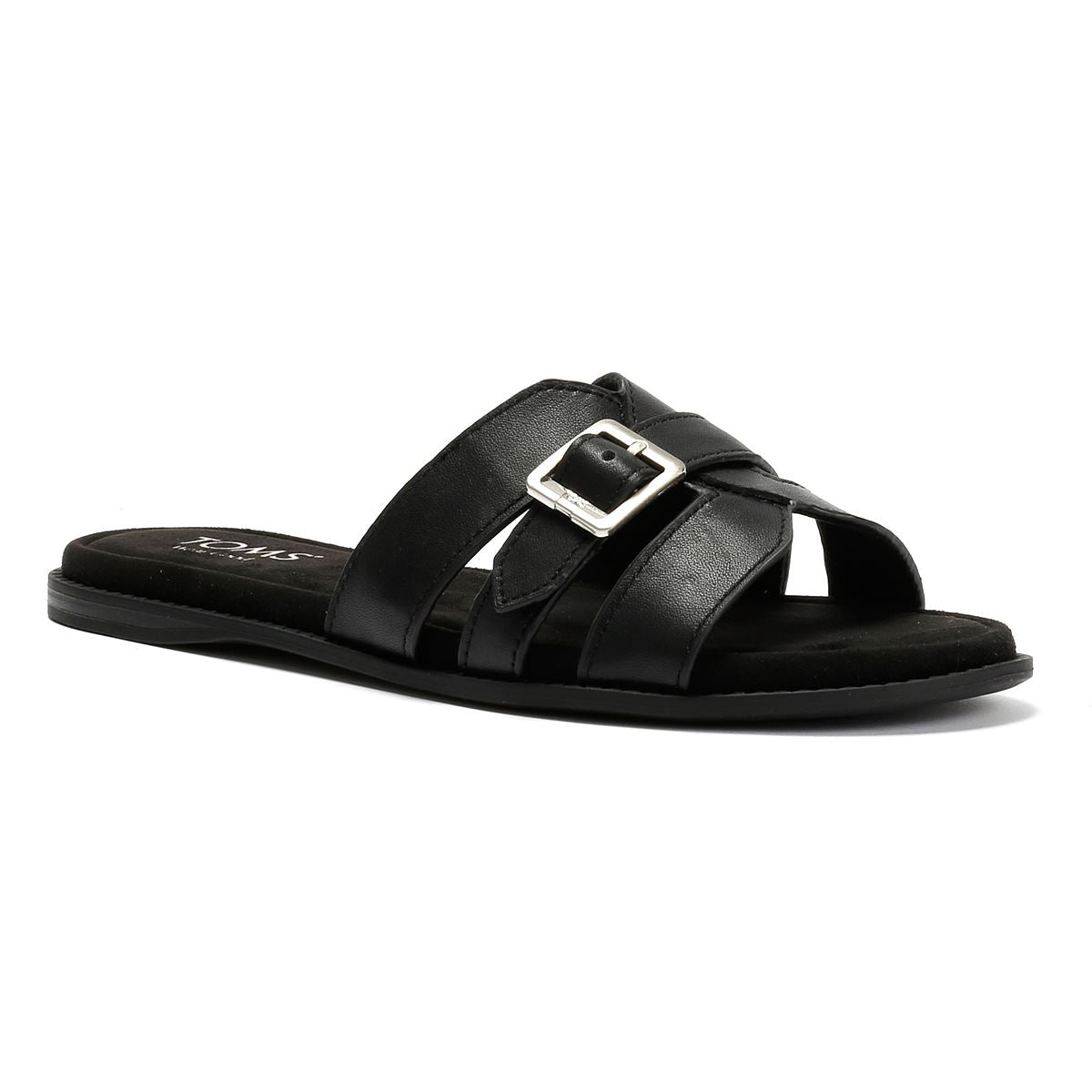 Toms Sol Mule Leather Women's Black Sanda