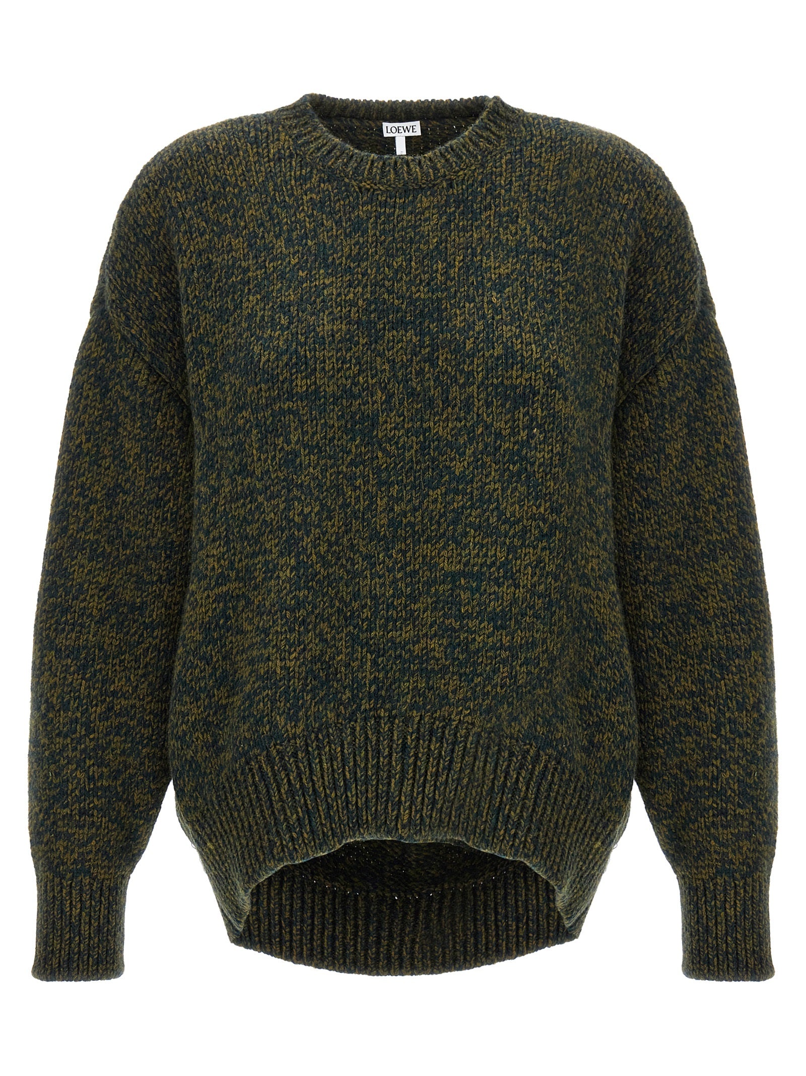 Melange Wool Blend Sweater — Green