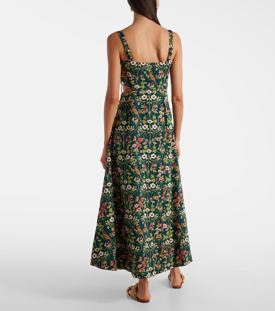 Verano cutout floral cotton midi dress