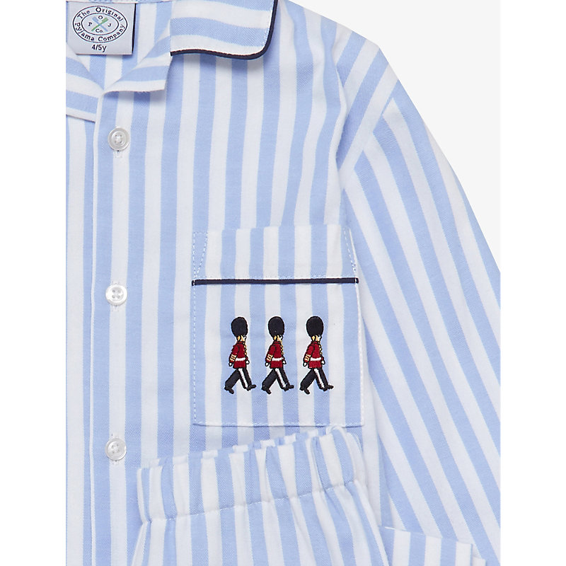 Boys Blue / White Stripe Kids Felix Striped Cotton Pyjamas 