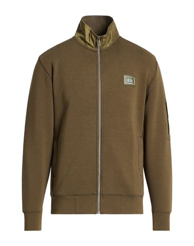 Man Sweatshirt Military green Size XL Cotton, Polyester, Elastane