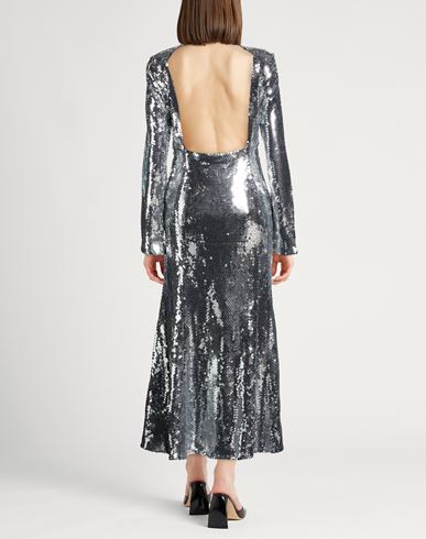 Woman Maxi dress Silver Size 6 Polyester