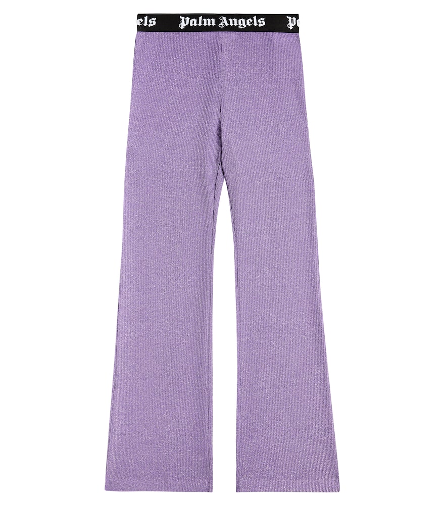 High-rise ribbed-knit flared pants
