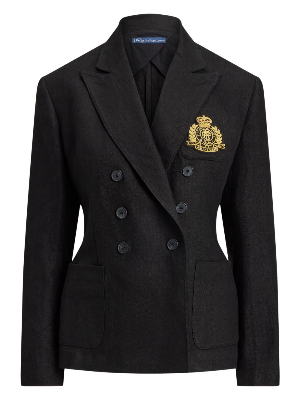 Logo-embroidered double-breasted blazer - Black