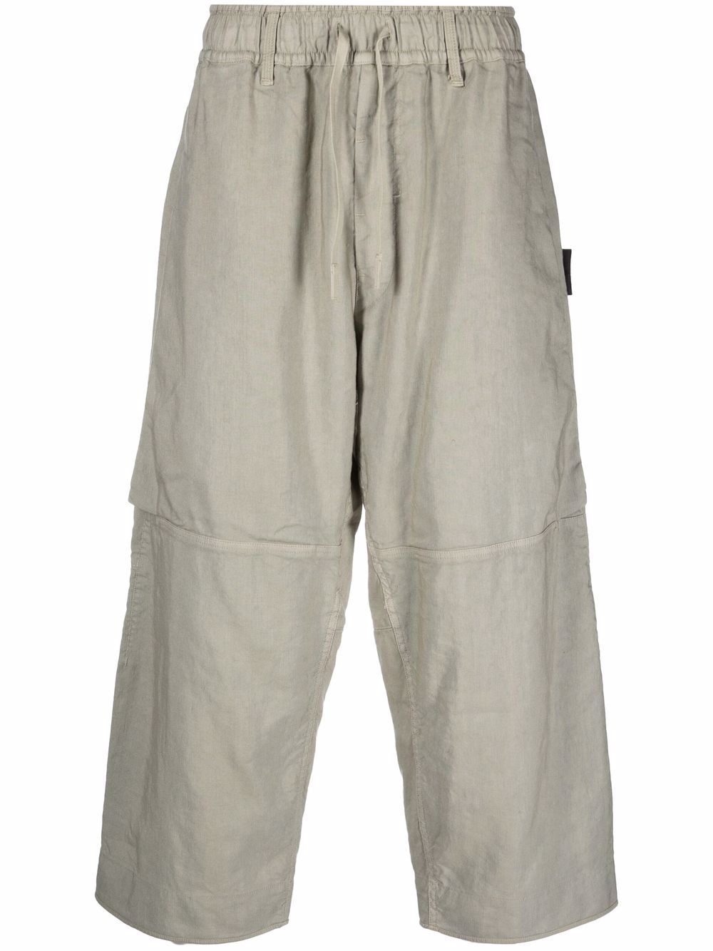 Cropped drawstring-waist trousers - Green