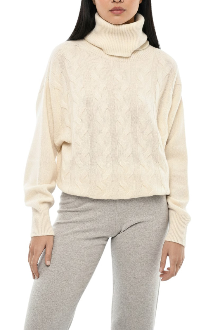 White Knitted Turtle Neck Sweater