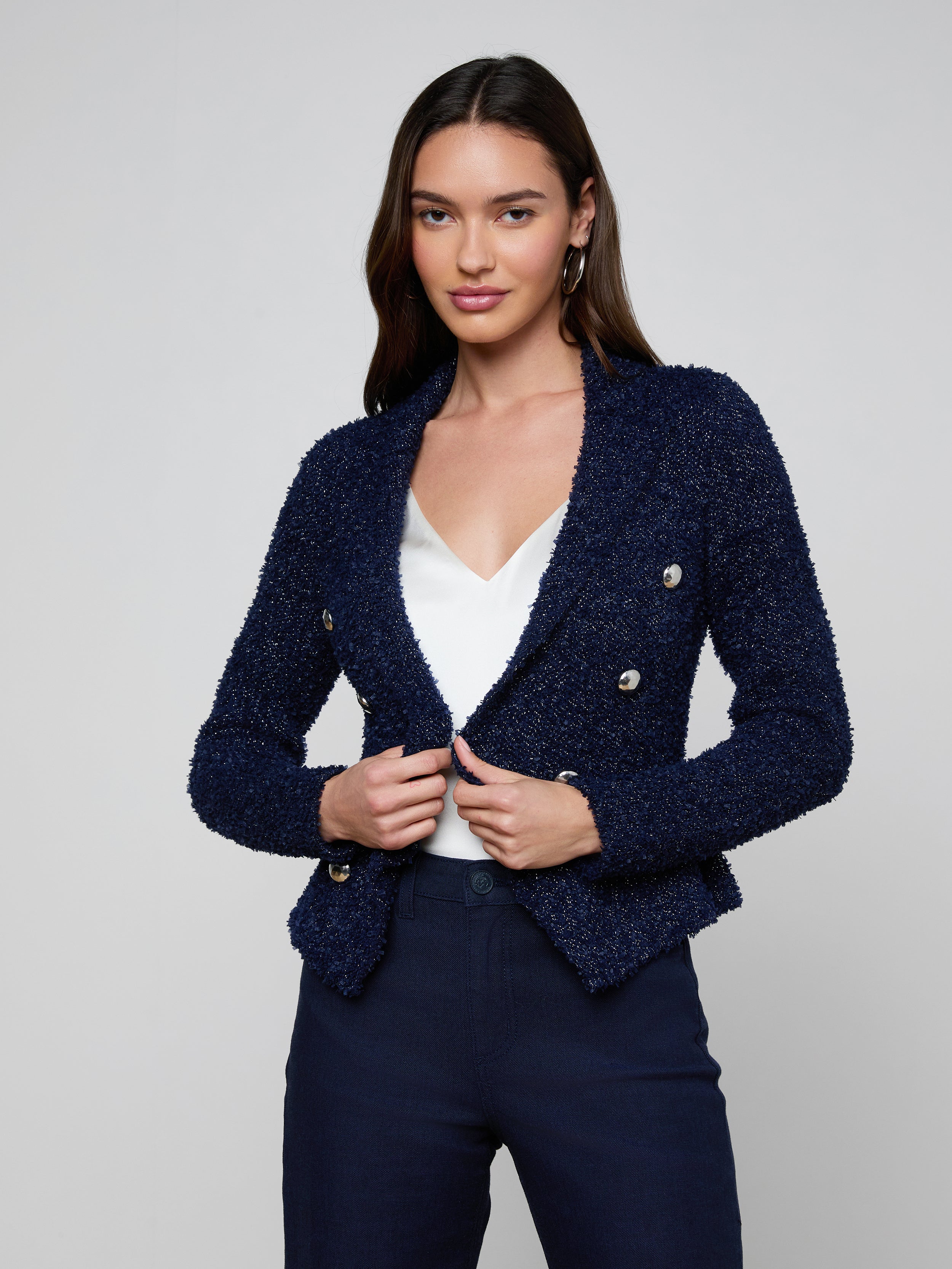 Bethany Knit Blazer In Midnight/nickel