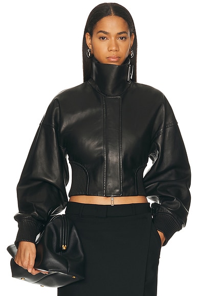 Sportmax Ossido Leather Jacket in Black - Black. 0 also