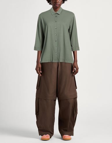 Woman Shirt Military green Size 10 Cotton, Elastane
