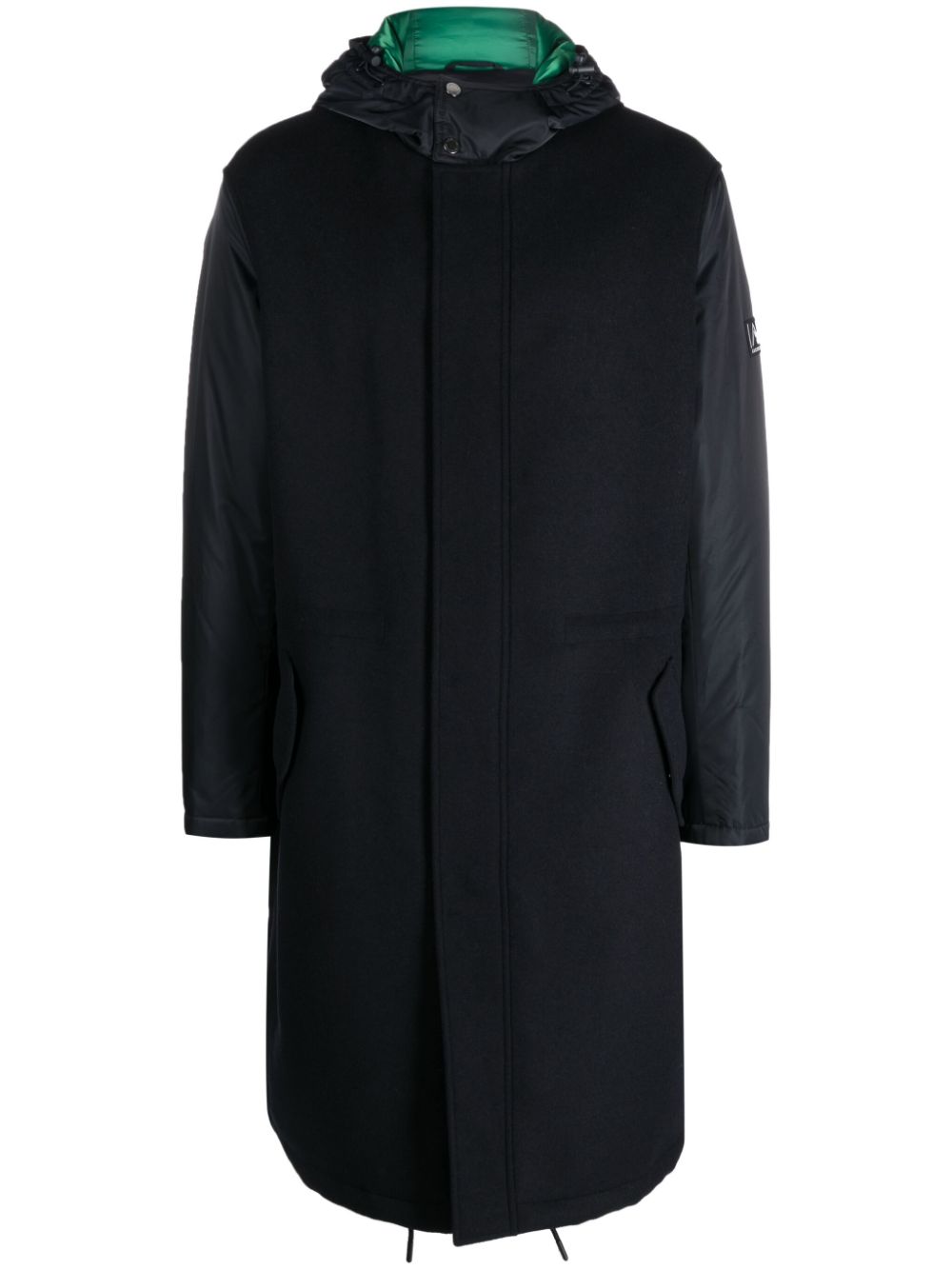 Contrasting-panel drawstring parka - Blue