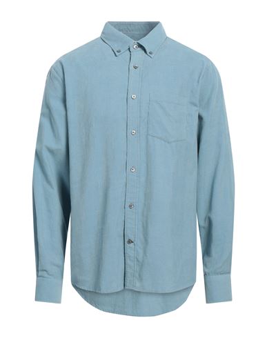 Man Shirt Sky blue Size L Cotton, Cashmere