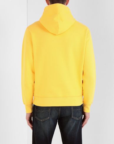 Cotton Blend Fleece Athleltic Hoodie Man Sweatshirt Yellow Size XXL Cotton, Polyester