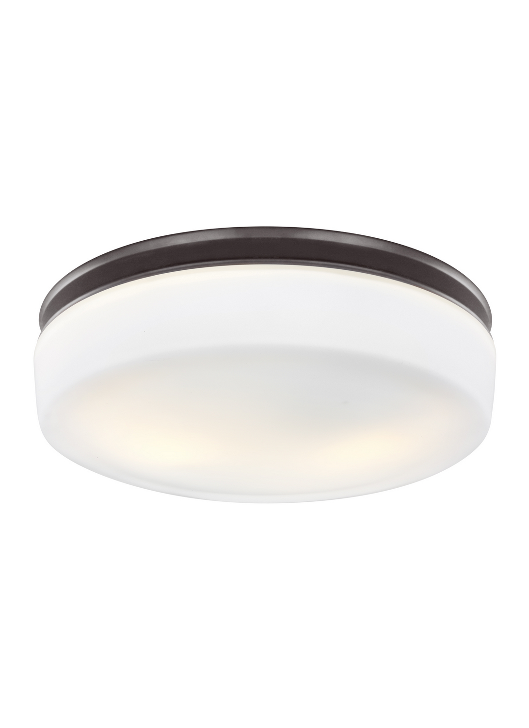 Visual Comfort Studio Issen 13.5" 2-Light White Opal Etched Flush Mount in Bronze