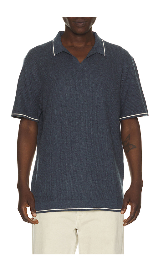 Marine Layer Liam Sweater Polo in Navy. - S also in M, L, XL/1X