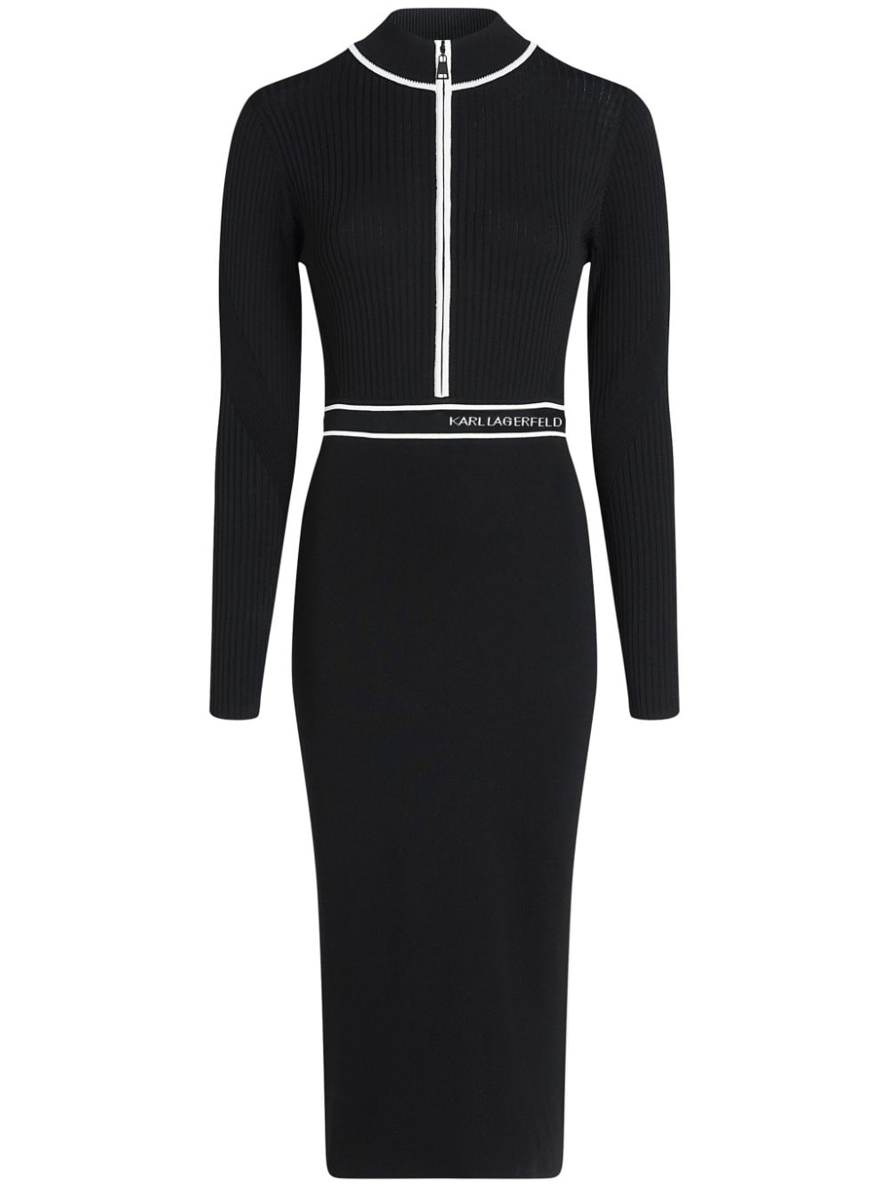 Logo-intarsia knitted dress - Black