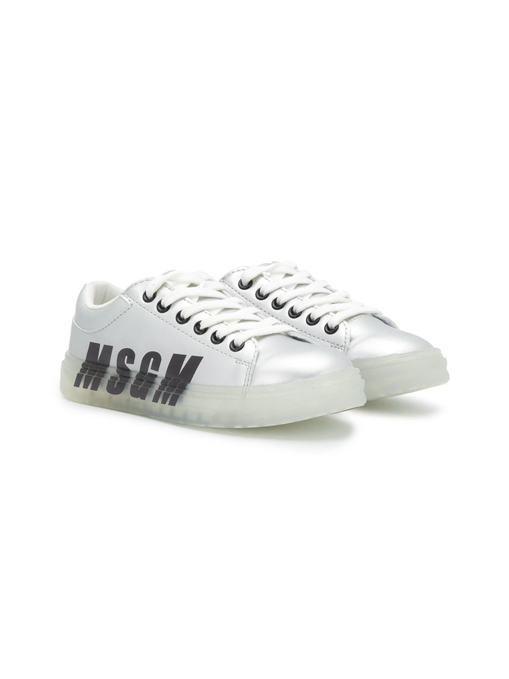 Logo lace-up trainers - Silver