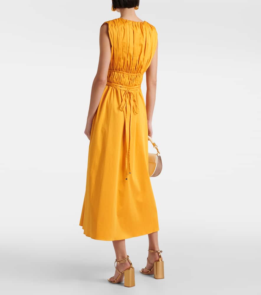 Fiona ruched cotton-blend midi dress