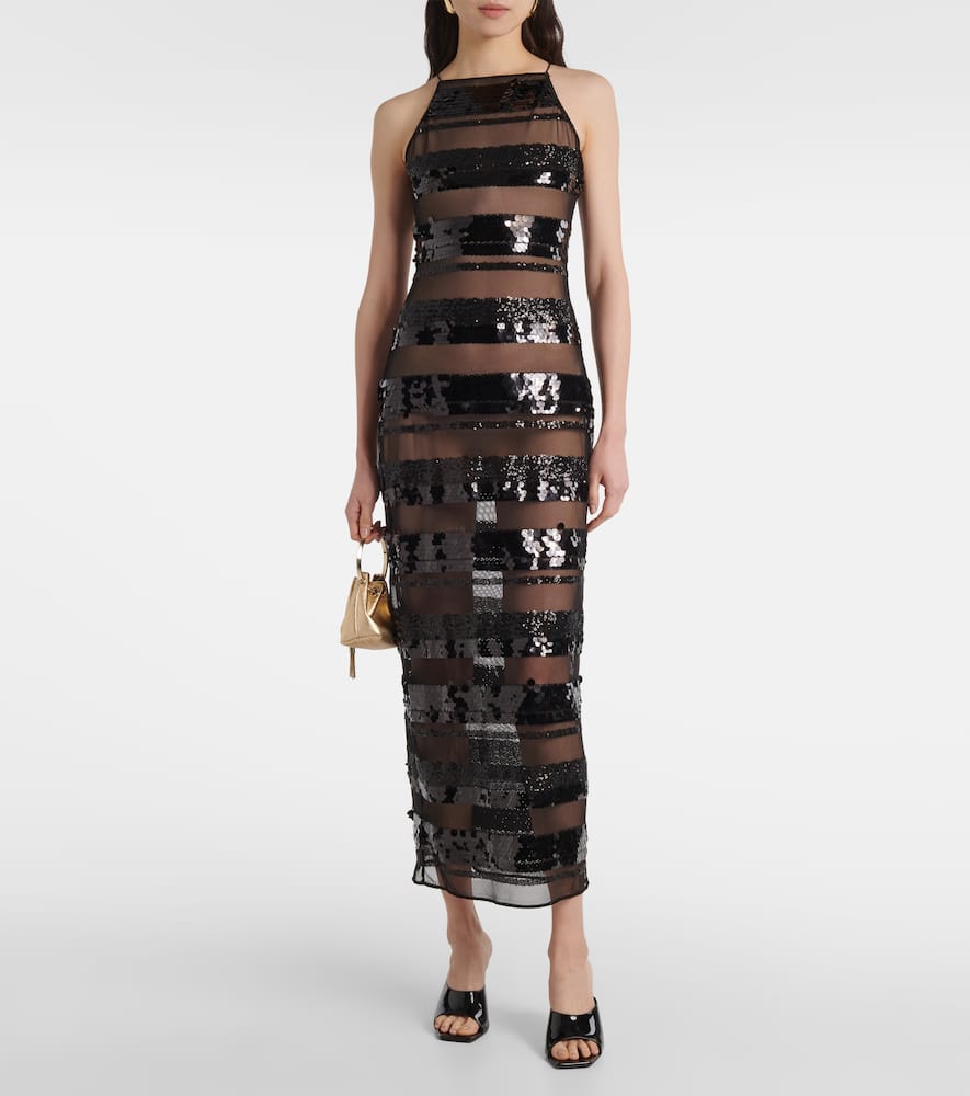 Oséree Sequined striped maxi dress