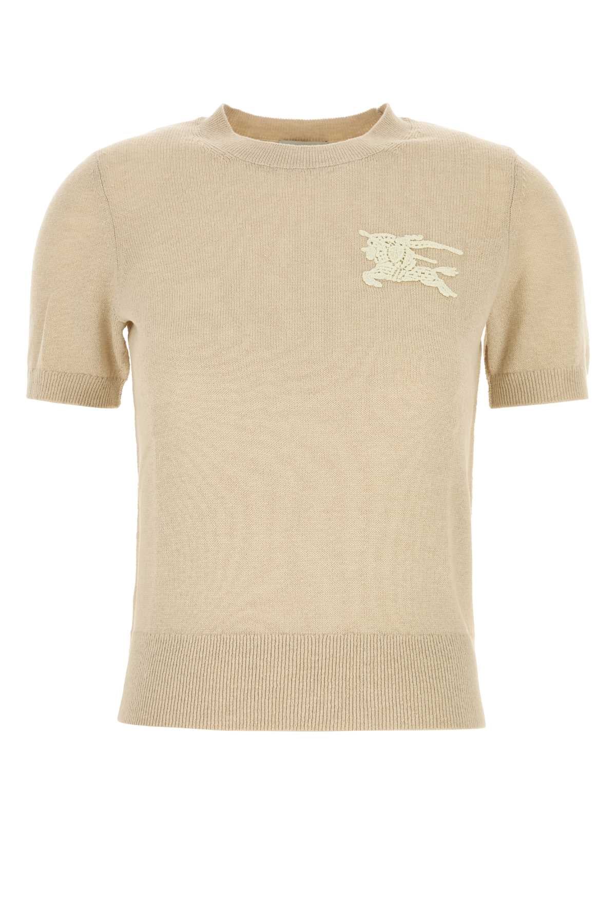 Wool-Blend Crew-Neck Sweater — Beige