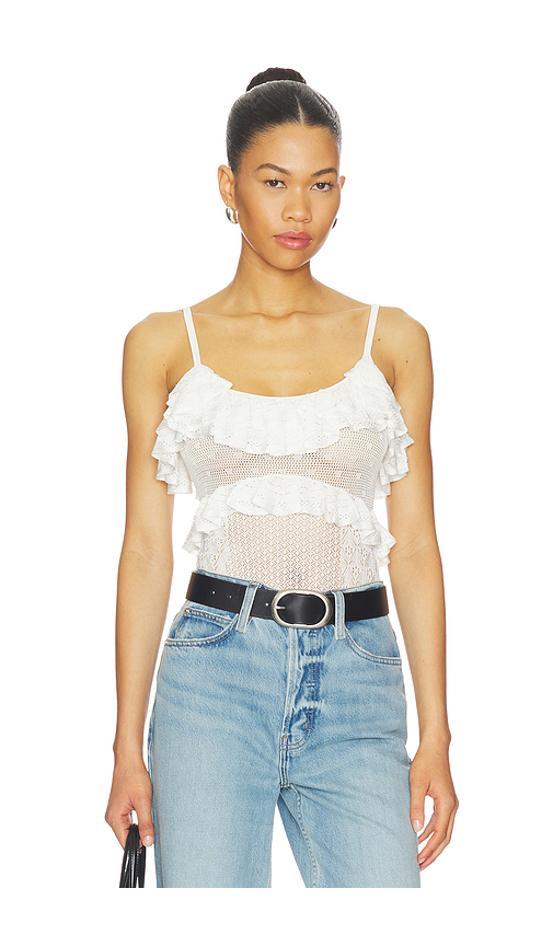 Ulla Johnson Bania Knit Bodysuit in Ivory. XL. Also in