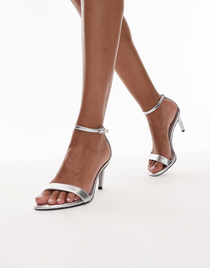 Isabelle 2 part banana heel sandal in silver
