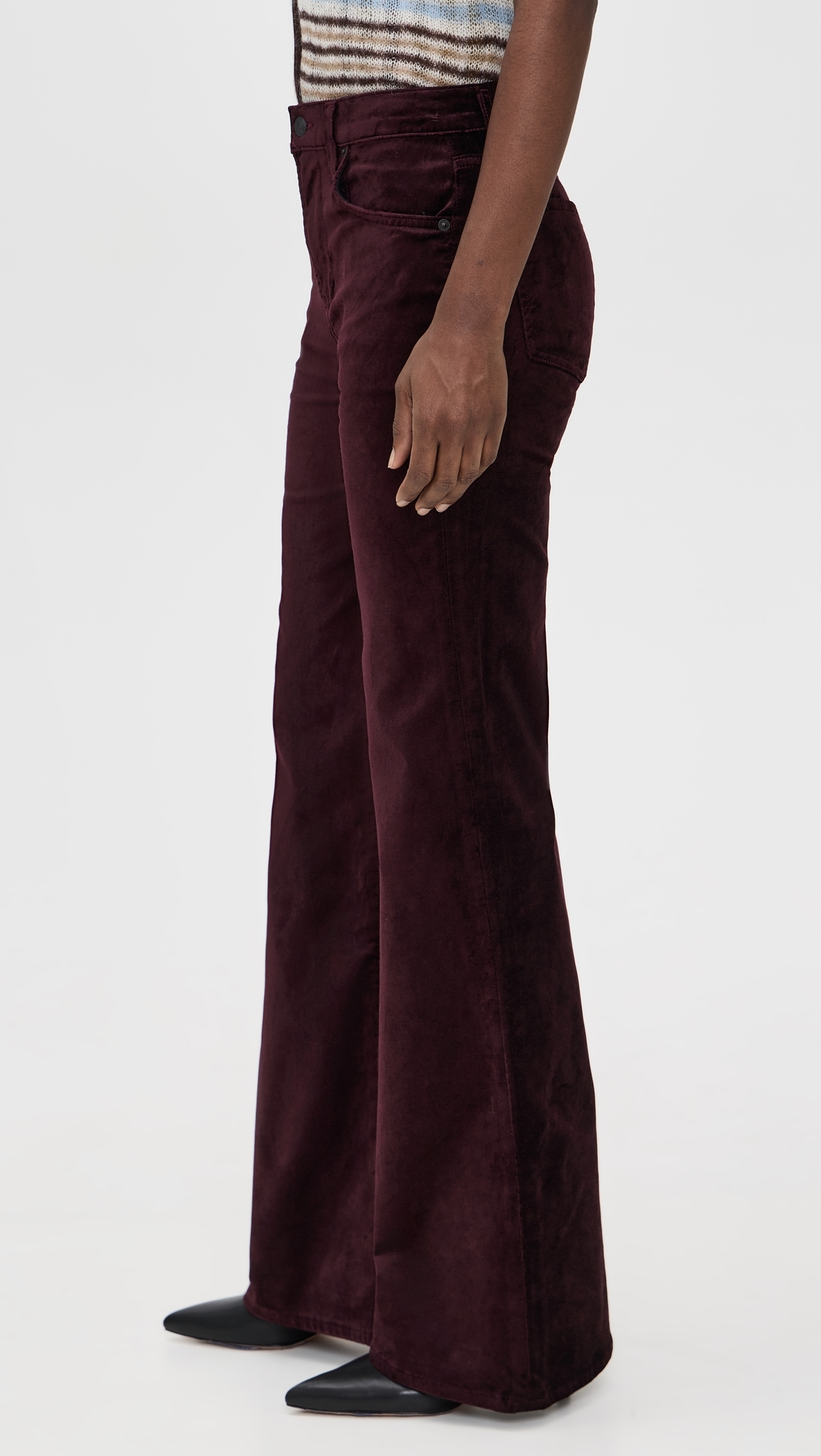 Kimberly Velvet 70's Flare Pants Burgundy
