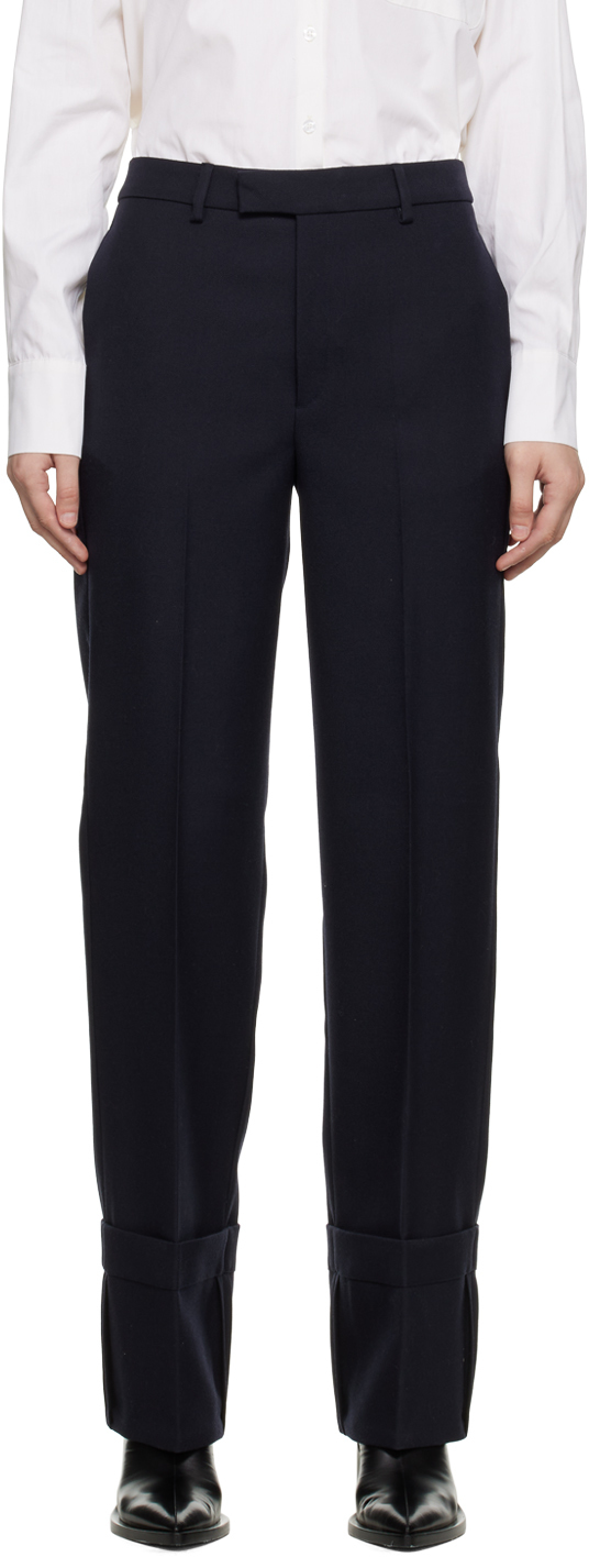 Navy roll-up slacks