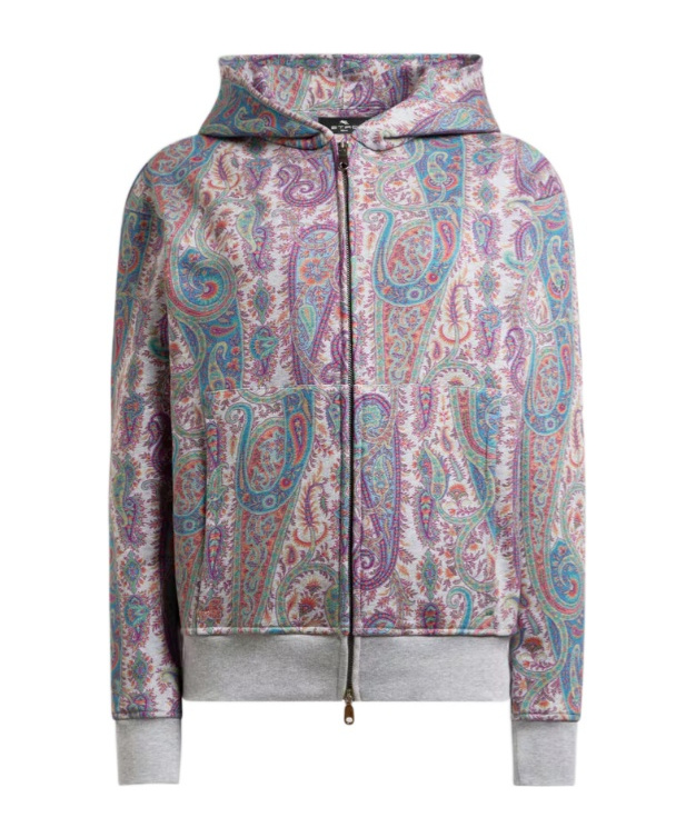 Paisley-pattern foliage hooded sweater