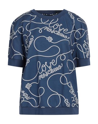 Love Moschino Woman Sweatshirt Navy Size 8 Cotton, Elastane